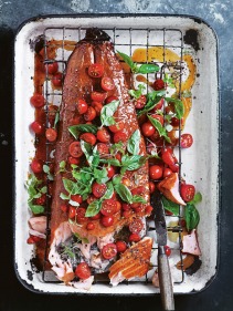 Honey_wood_smoked_salmon_with_quick_pickled_tomato